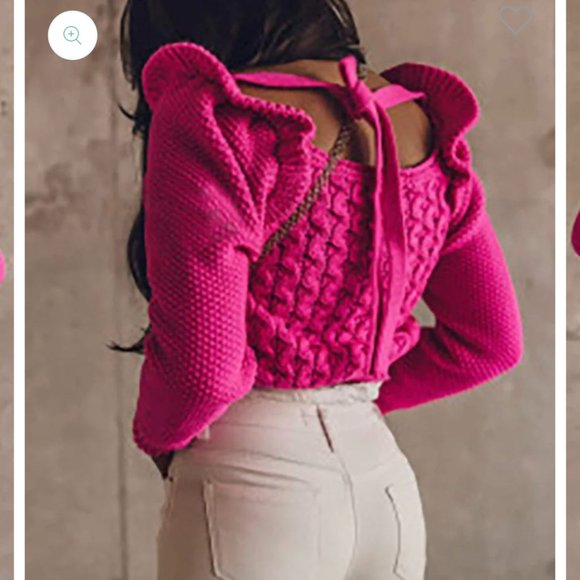 Hot Pink Crop Sweater - Picture 1 of 2